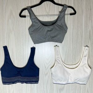 (3) Lucky Brand Comfort Sport Type Bras size XLarge Grey, White and Blue